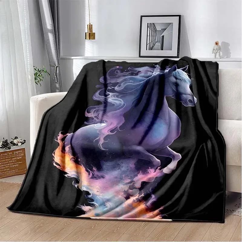 3D Print Cartoon Pentium Horse Flannel Blanket,Multi-purpose Holiday Gift Blanket Warm And Soft Blankets All Seasons