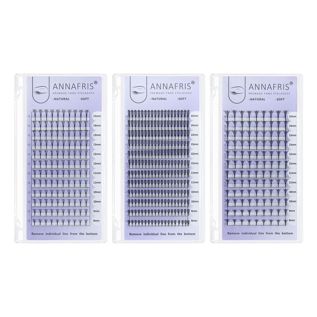 ANNAFRIS Anime Komiksový Spire Prodloužení Řas Předem Vytvořené Vějířky Přírodní Kašmírové Manga Umělé Řasy Přírodní Měkký Tvar Pírka Pteris Řasy