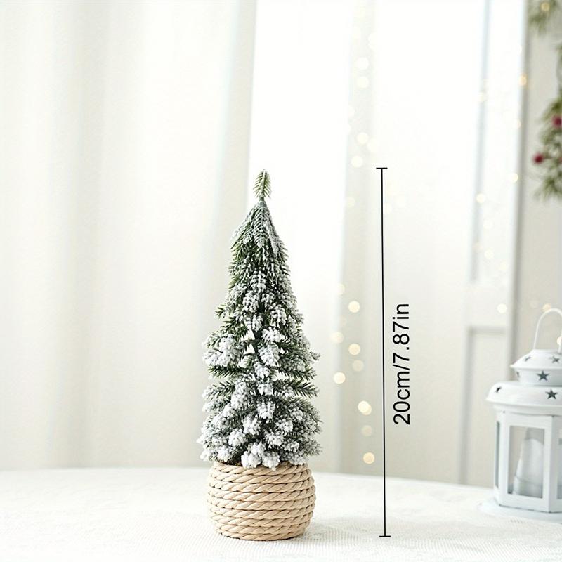 1PC Small Green Christmas Decor Plastic Christmas Tree Window Display Decor Flocked Artificial Christmas Tree