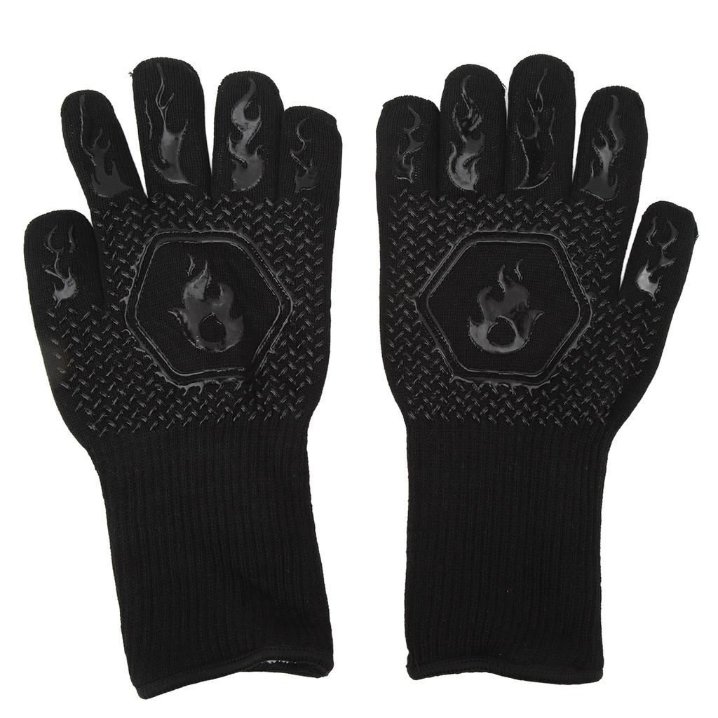 BBQ Gloves Fireproof 800 Celsius  Heat Resistant Double Sided Silicone Large Grill Gloves for Oven Barbecue Cooking