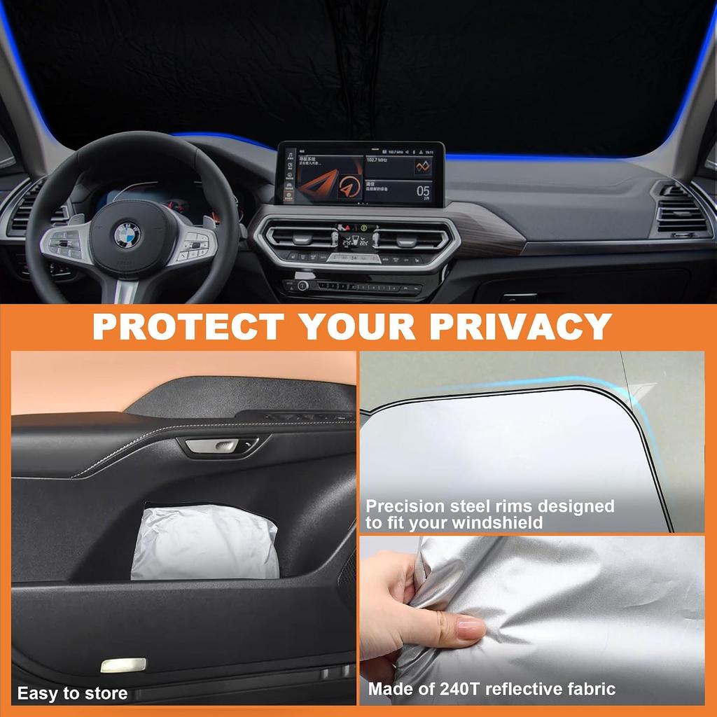 Foldable Front Windshield Sunshade Fit for BMW X3 2018-2026