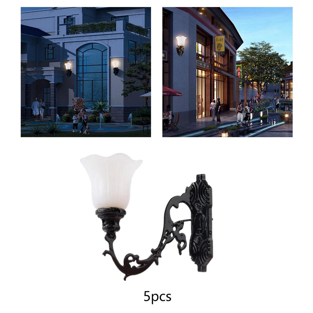 5 Pieces Model Railway Wall Lamp Miniature Lights for Landscape Diorama Fairy Garden