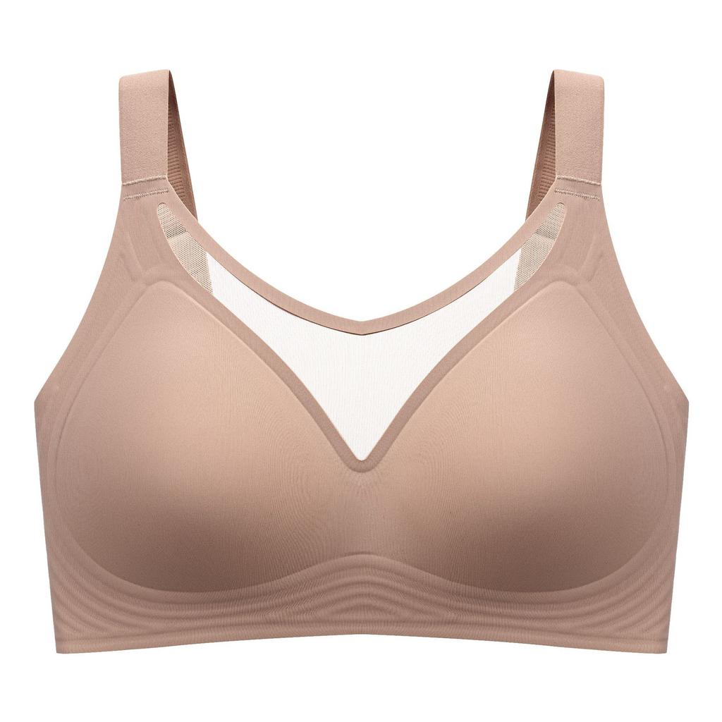 Popular seamless large-size underwear without steel ring gathering jelly glue anti-sagging side bra