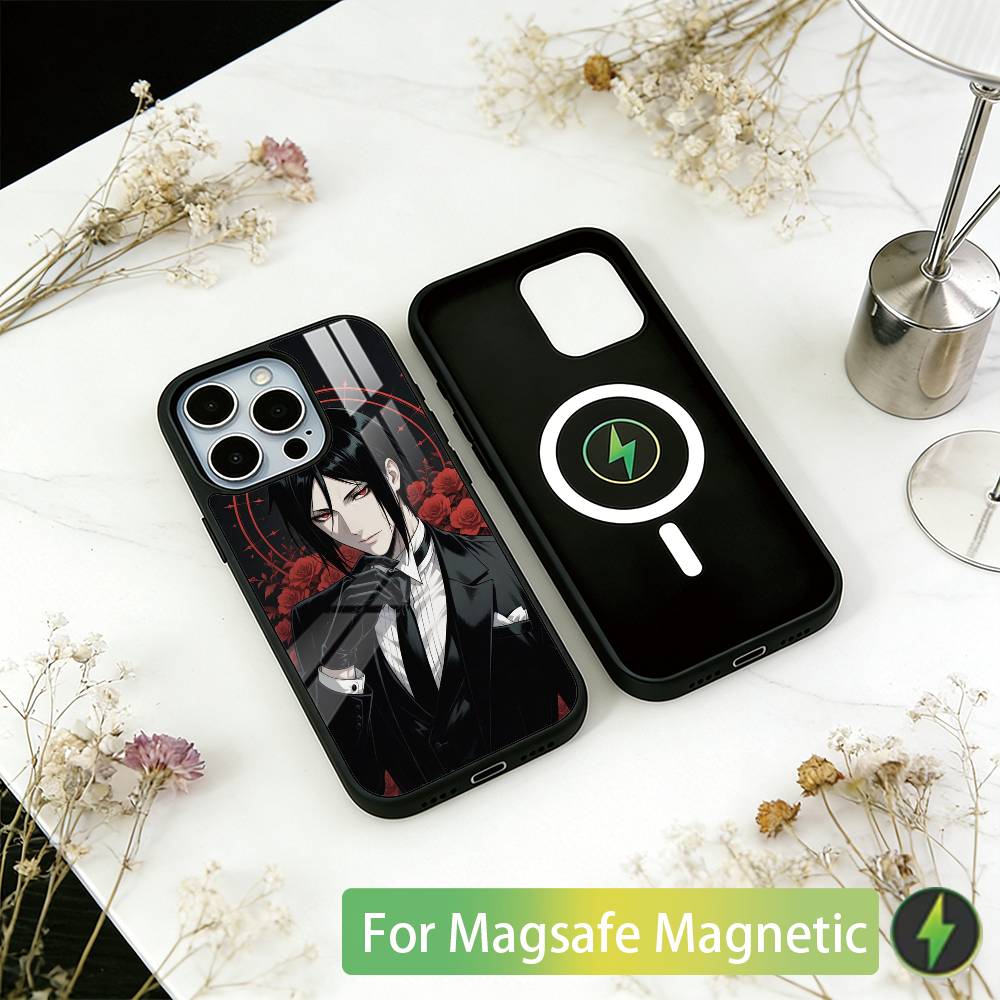 Black Butler Ciel and Sebastian  Phone Case For iPhone17,16,15,14,13,12,11 Plus,Pro Magnetic For Magsafe Wireless Charging iPhone12ProMax