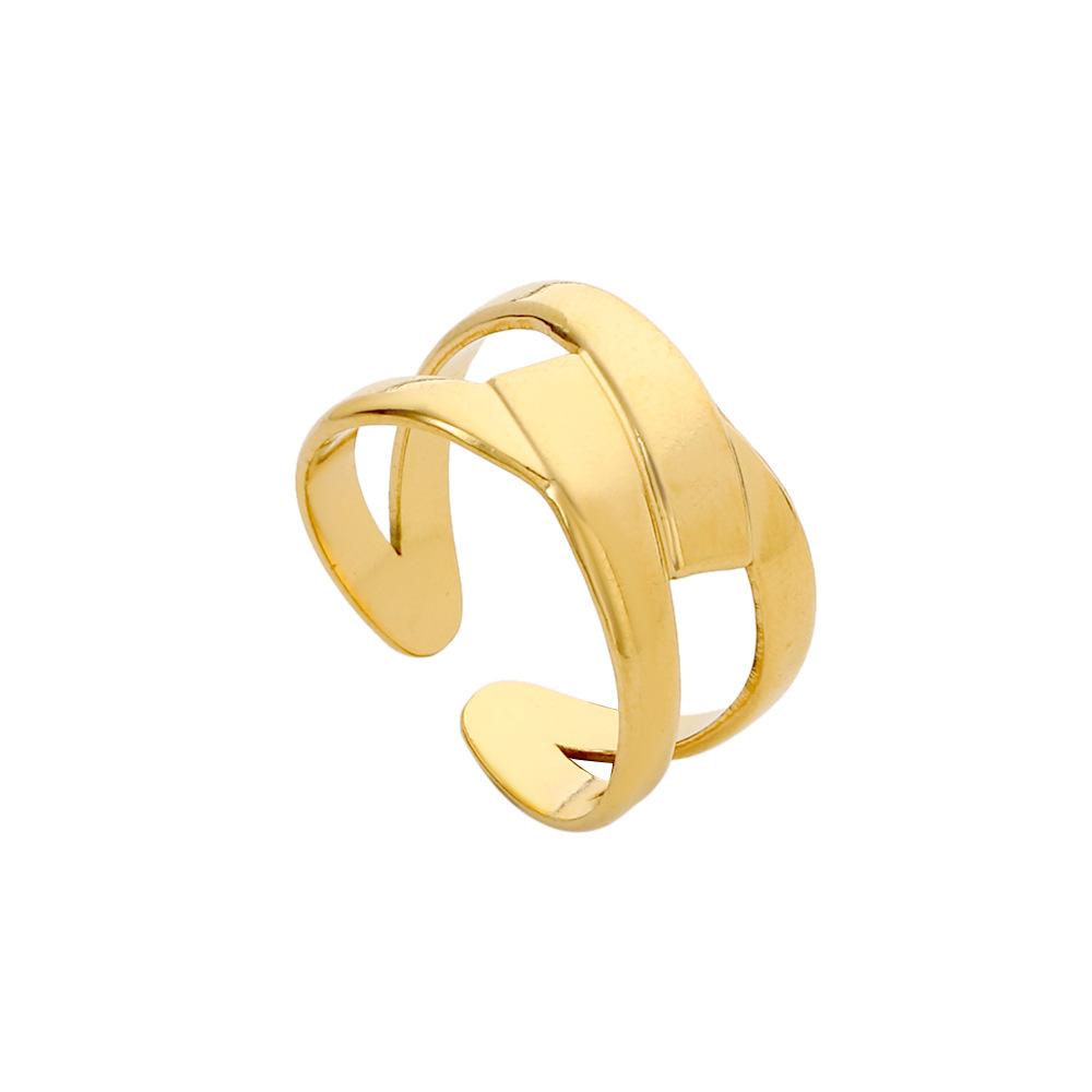 Women's Hollowed-out Non-fading Open Ring Women's Niche Design Simple Stainless Steel Plain Ring Couple Ring