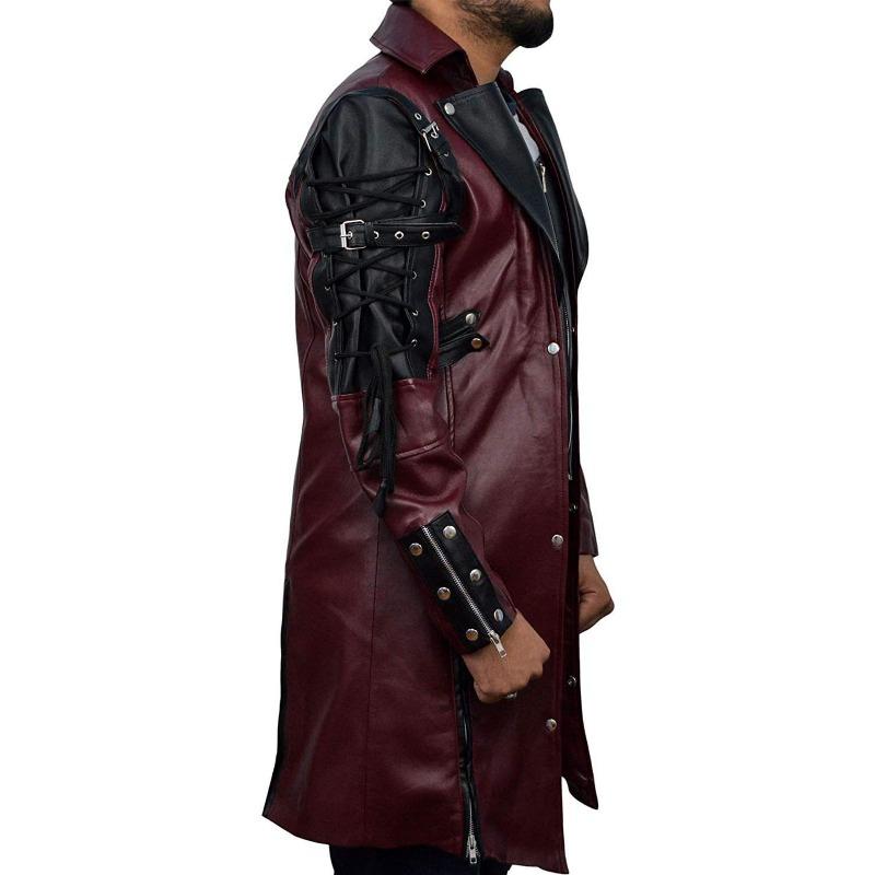 Autumn/Winter Leather Jacket Men's Large Size Halloween Medieval Costume Punk Goth Leather Jacket