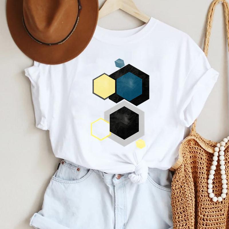 Fashion Casual Landscape Mountain Graphics Womens T-Shirt 90S Summer Blouse Loose White Short Sleeve O-Neck Female Tops Clothing