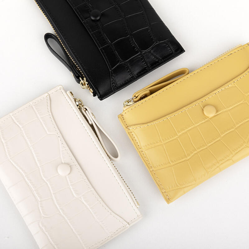 5color bean button crocodile card wallet ac-9372c
