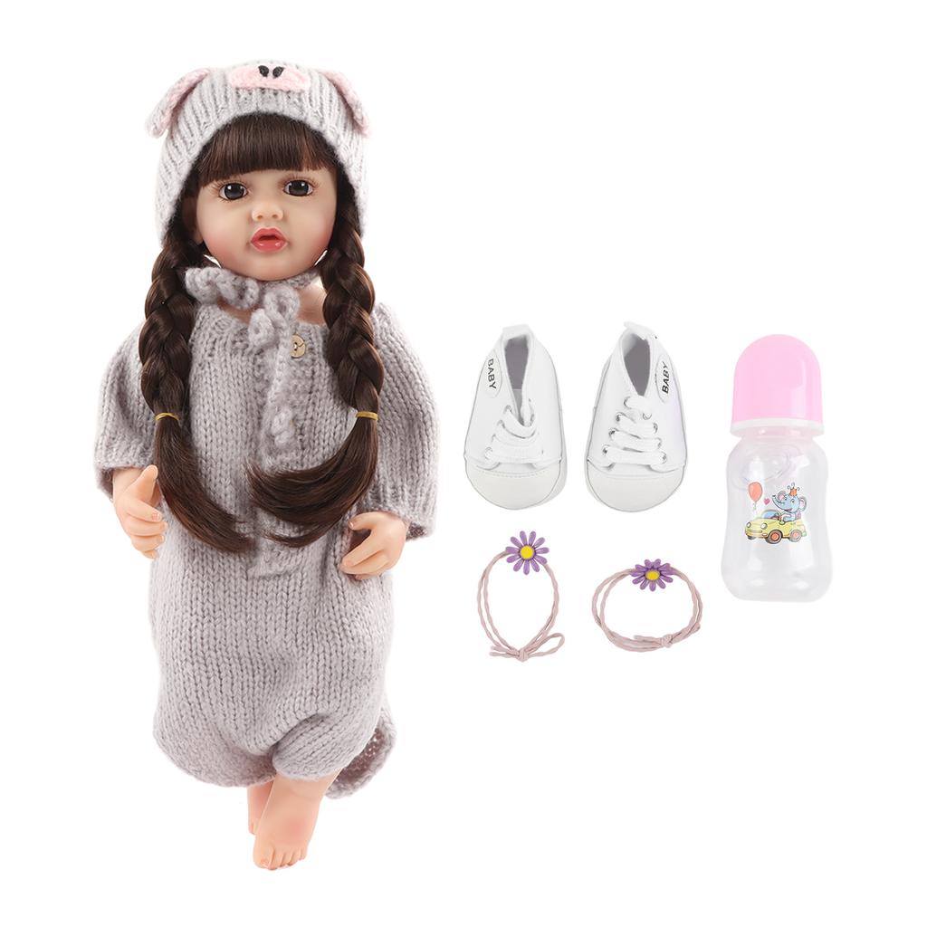 22 Inch Lifelike Newborn Baby Doll Full Body Silicone Handcrafted Newborn Baby Doll Set with