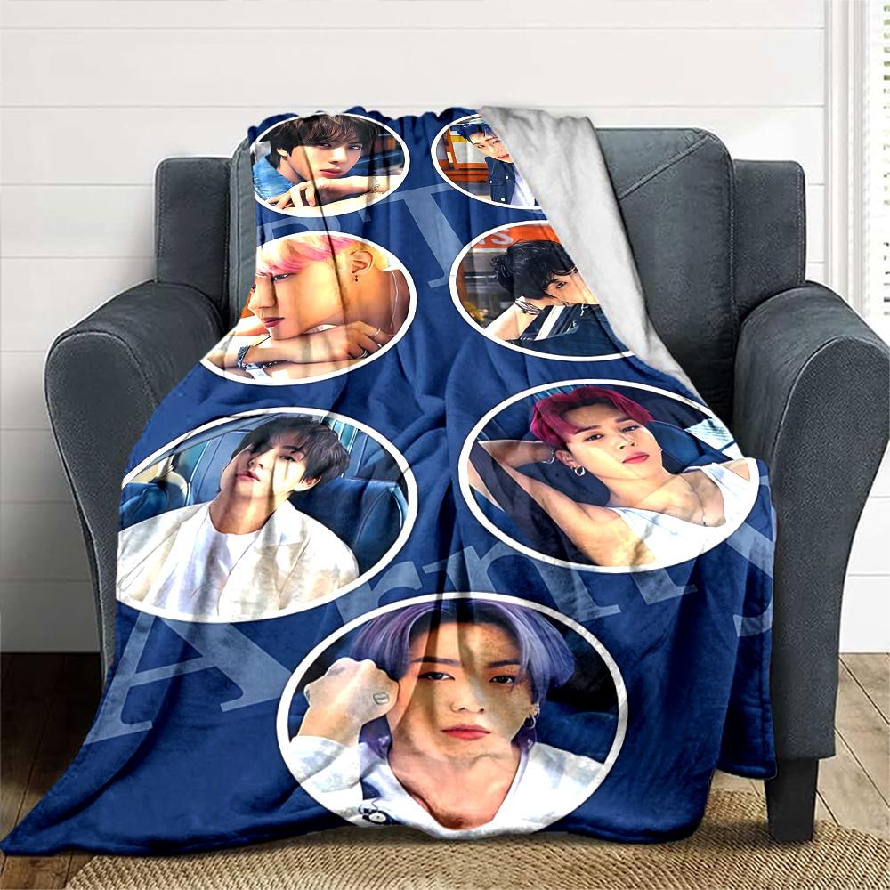 Kpop Stars Collage Flannel Blanket Super Soft Warm Cozy Blanket For Sofa Bed Office Travel Allseason Home Decor Gift