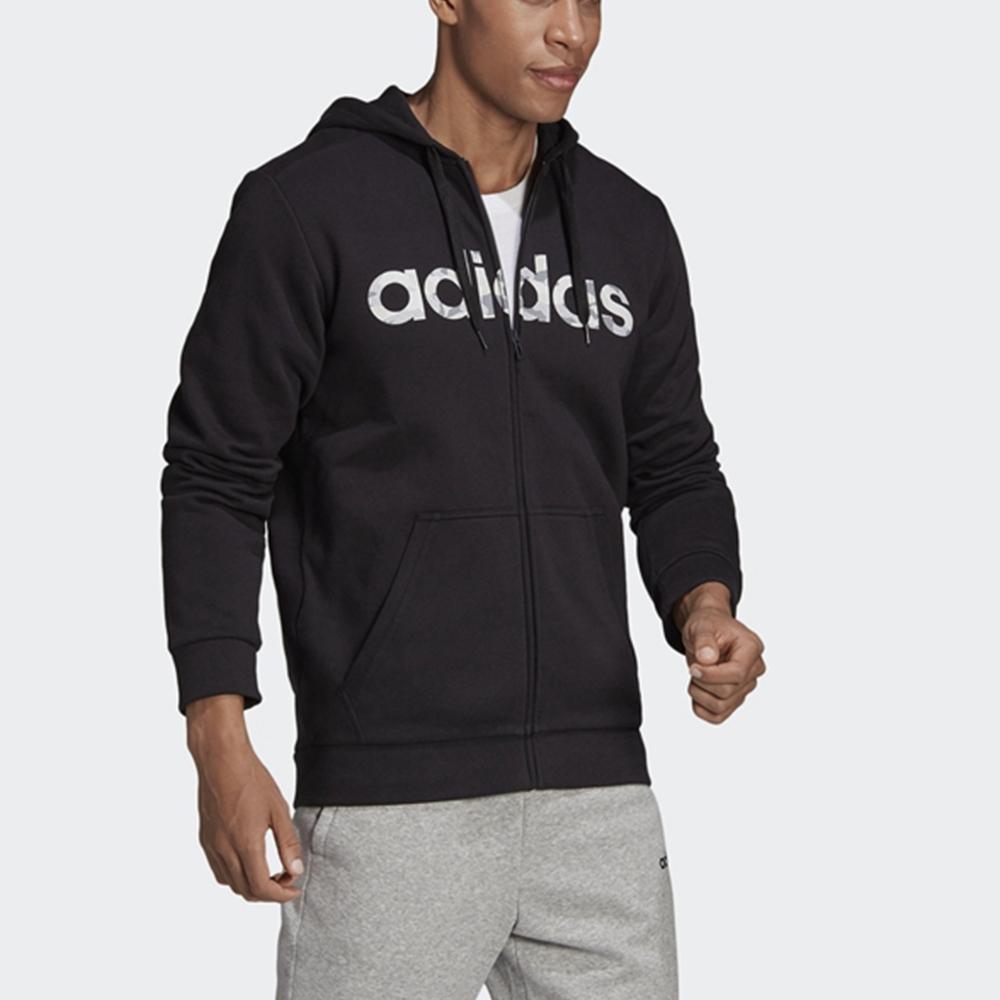 Adidas Sports Casual Zip-Up Hoodie Jacket Men Outerwear Black EI9736