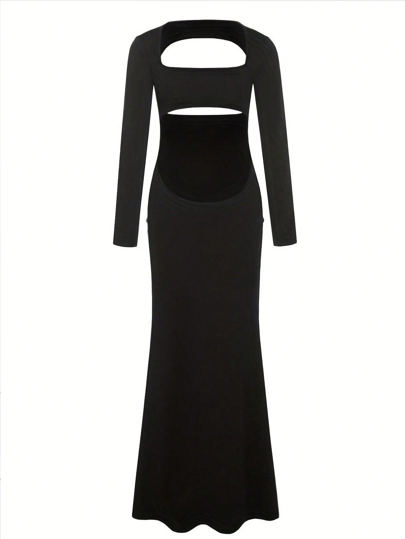 

European & American Maternity Photoshoot Dress: Elastic Mermaid Skirt, Backless, Belly Cutout, Floor-Length. L - 410g чорний
