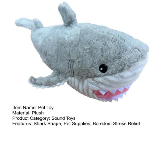 Plush Shark Dog Chew Toy Squeaky Stuffed Sea Animal Boredom Reduction Dog Teething Interactive Animal Plushie Toy Pet Supplies