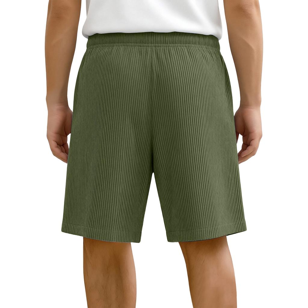 Men's Corduroy Casual Shorts Elastic Waistband Drawstring Outdoor Sports Shorts Lightweight Breathable Fabric Relaxed Fit