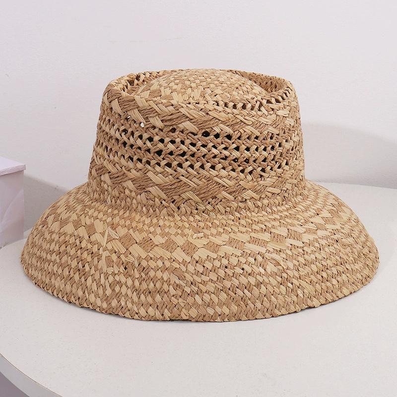 

202602-2508538 ins chic summer raffia grass lampshade shape holiday beach lady fishermen cap women bucket hat head size 57cm бежевий