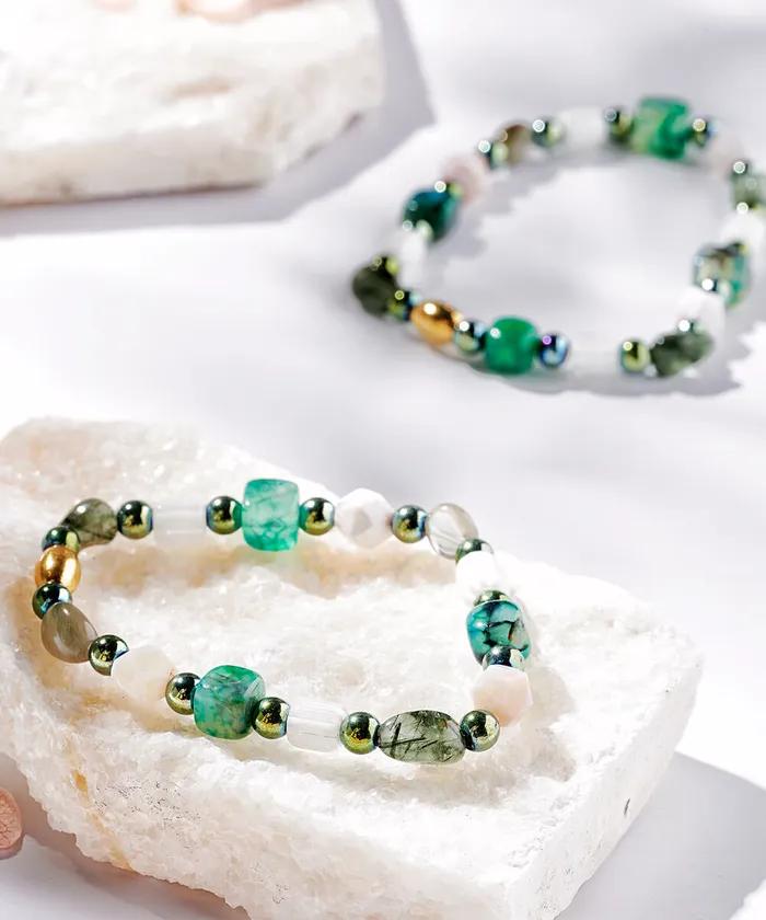 Green Agate Stone Bracelet (PLT-BR-038_GN)
