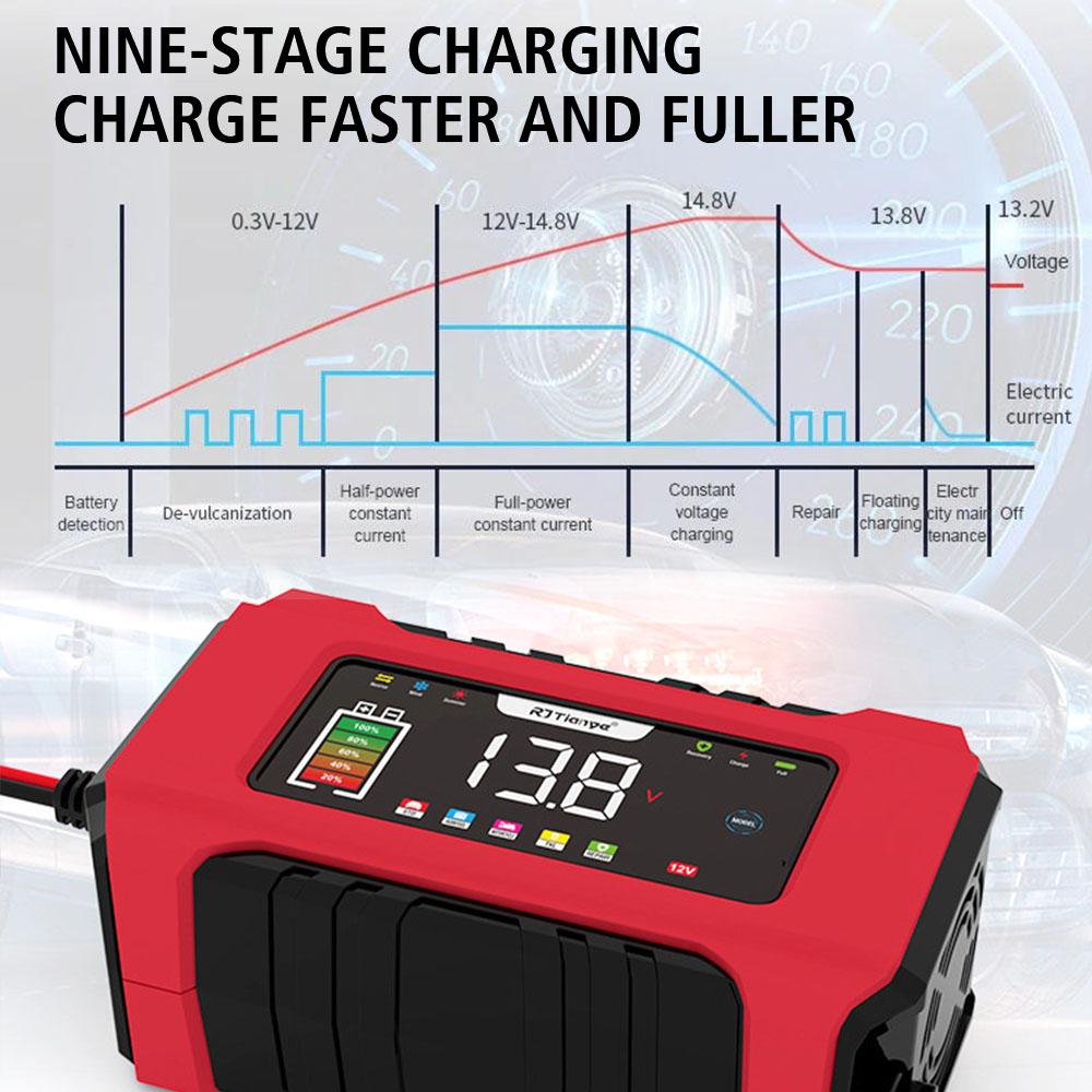 LCD Display Smart Charger Full Automatic Car Battery Charger 12V 6A Intelligent Fast Power Charging Car Auto Accessories