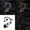Dark Style Flower Ear Hooks Metallic Jewelry For Female Fashion