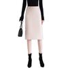 A-line High-Waisted Wool Blend Midi Skirt for Women - Slimming, Hip-Hugging, Thigh-Covering, Autumn/Winter 2025 Style.