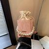 Foreign style small bag popular new fashion design versatile pearl chain messenger bag shoulder bucket commuter bag