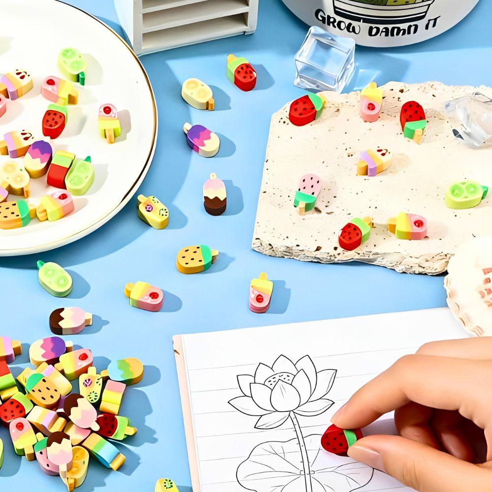80/300pcs 0.39-0.59inch Cute Cartoon Erasers Team Carnival Present Colorful Gift Fillers School Student Prizes YMY