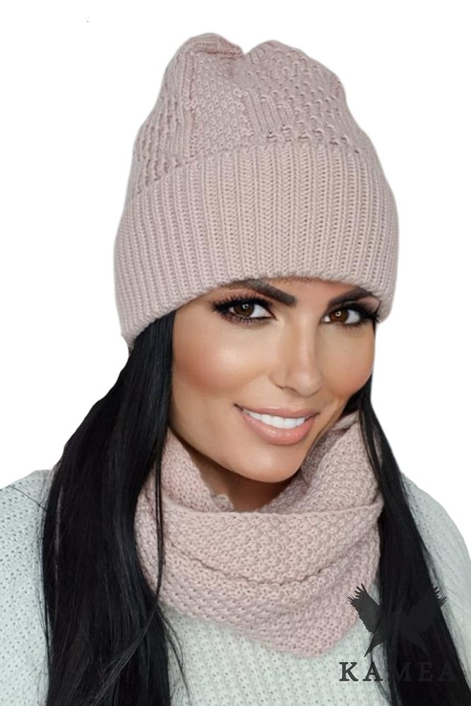 Sappho Women' Set Hat with Snood Color Pink