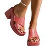 Crossed open-toed high-heeled platform slippers women's thick-heeled versatile outer wear square-head fashion shoes