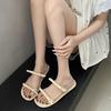 2025 with new bow open-toed children wear French skirt spring and summer half slippers flat shoes one-word belt