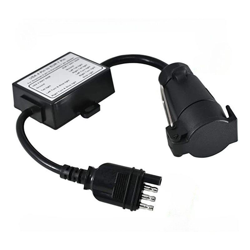 Trailer Light Converter Car Accessories 4 Way Flat To EU 7 Way Round Connector Adapter Light Splitter US