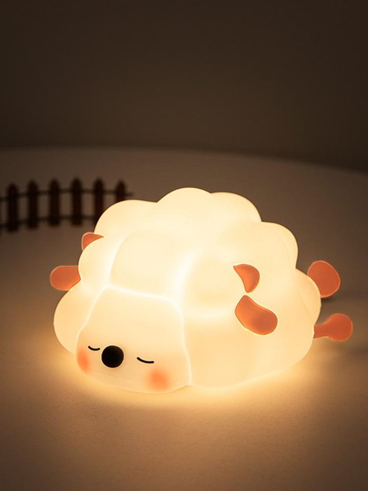 LED Night Lights Cute Sheep Panda Silicone Lamp USB Rechargeable Timing Bedside Room Decor Kids Baby Nightlight Birthday Gift