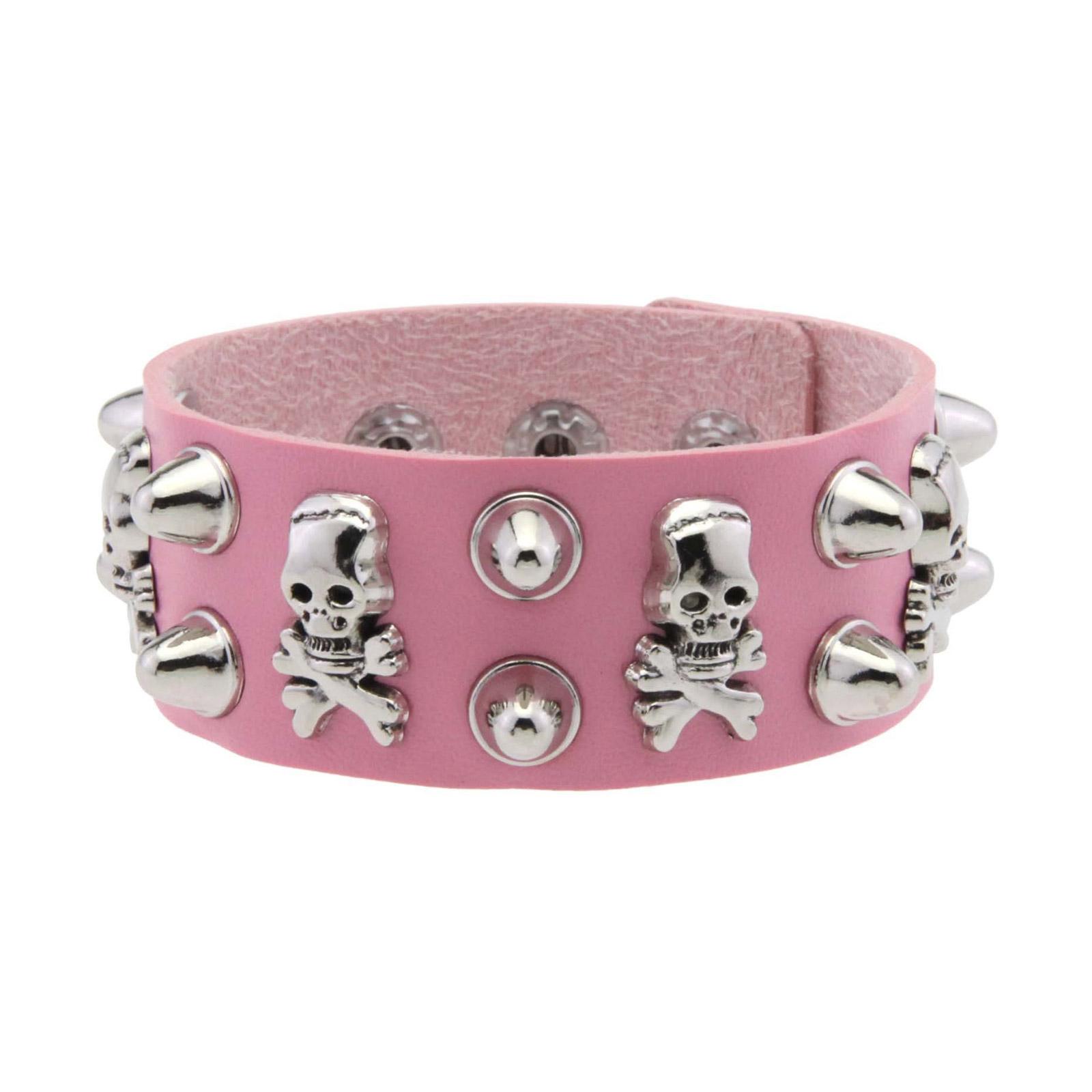 

Панк Готический Широкий Кожаный Браслет с Дизайном Шипов-Черепов для Мужчин и Женщин Альтернативные Стили Ювелирный Аксессуар розовый