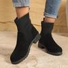 Fashion Women's autumn winter new thick heel short boots retro midsole simple comfortable daily casual knitted women's boots