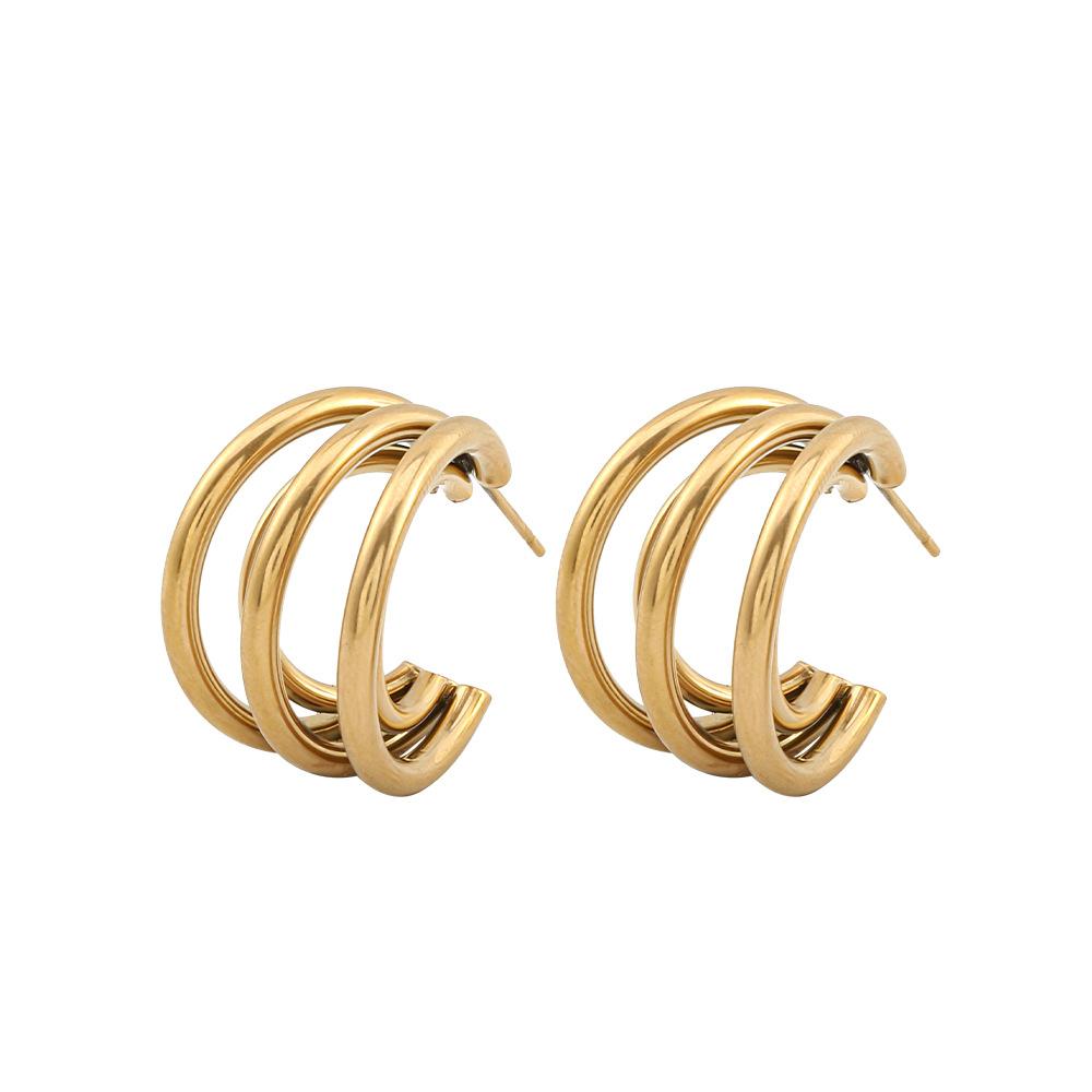 GEMCHIC Women s Retro Geometric C-Shape Layered Hoop Earrings