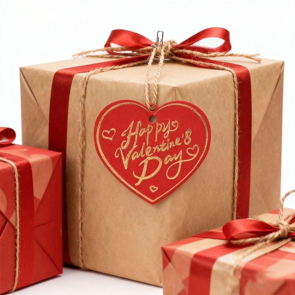 100pcs Heart Shaped Cards Valentine's Day Tags White Red Paper Hanging Decoration Gift Labels DIY Crafts Hand Gift Hanging Tag