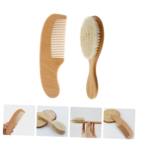 SEWACC 1 Set Toddler/Children's Hair Washing Brush Comb Kit Wooden Comb Wool Brush Set