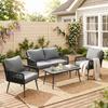 Rattan Garden Furniture Set, 4 Piece Outdoor Patio Furniture with Tempered Glass Table and Chairs, Indoor Balcony Conservatory Set