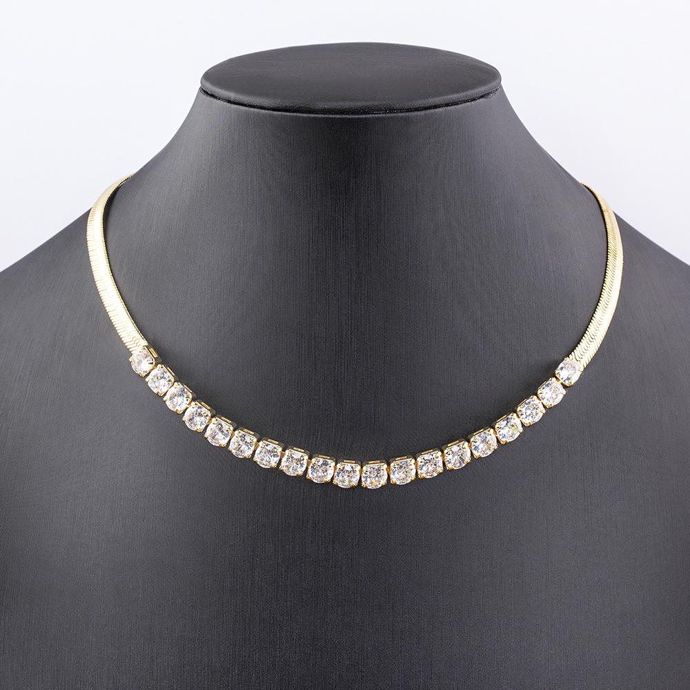 Nidin High Quality Rainbow Shiny Crystal Zircon Chain Necklace 7 Colors For Women Female Fashion Versatile Jewelry Accessories