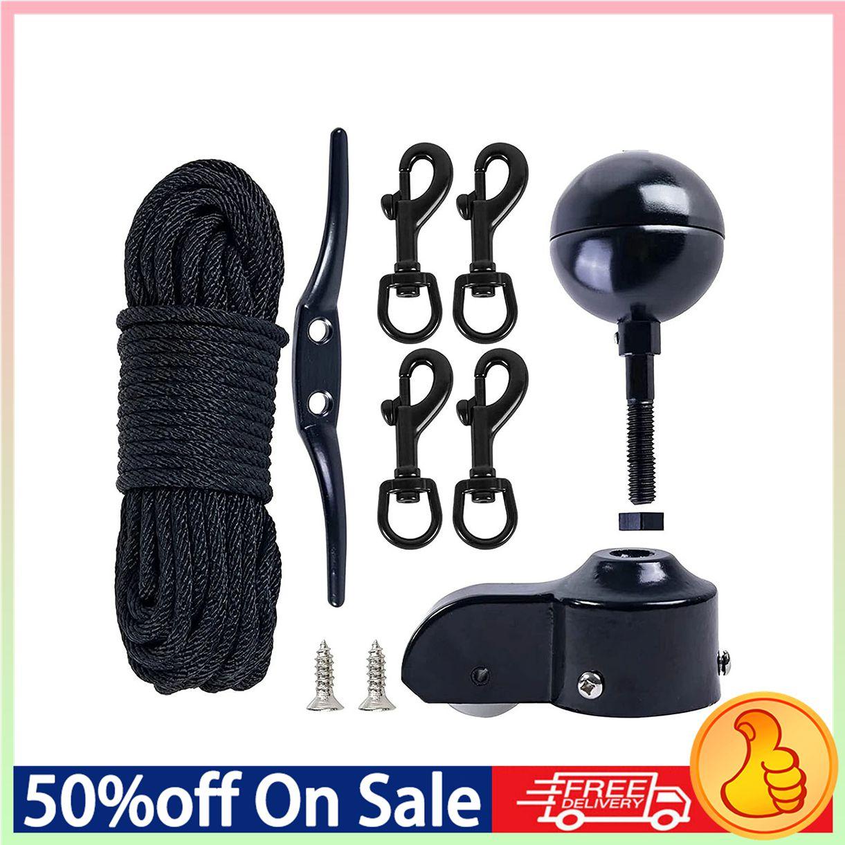 Черное покрытие Круглый Флагшток с Флагом для Махания Колпачок для Флагштока Набор Аксессуаров для Уличного Флагштока Комплект Все-в-одном Крепежные Элементы и Запчасти для Ремонта Флагштока CHINA