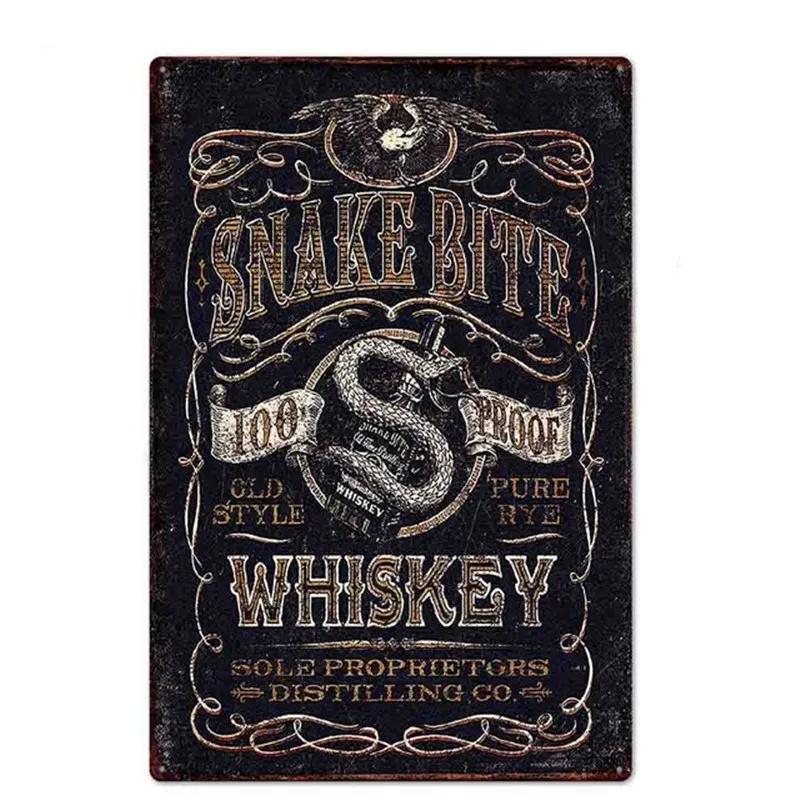 Öl Vin Jameson Affisch Metallplåt Skylt Vintage Metallväggplattor Hantverk Dekor Bar Café Kök Plåt Målning Järnplattor