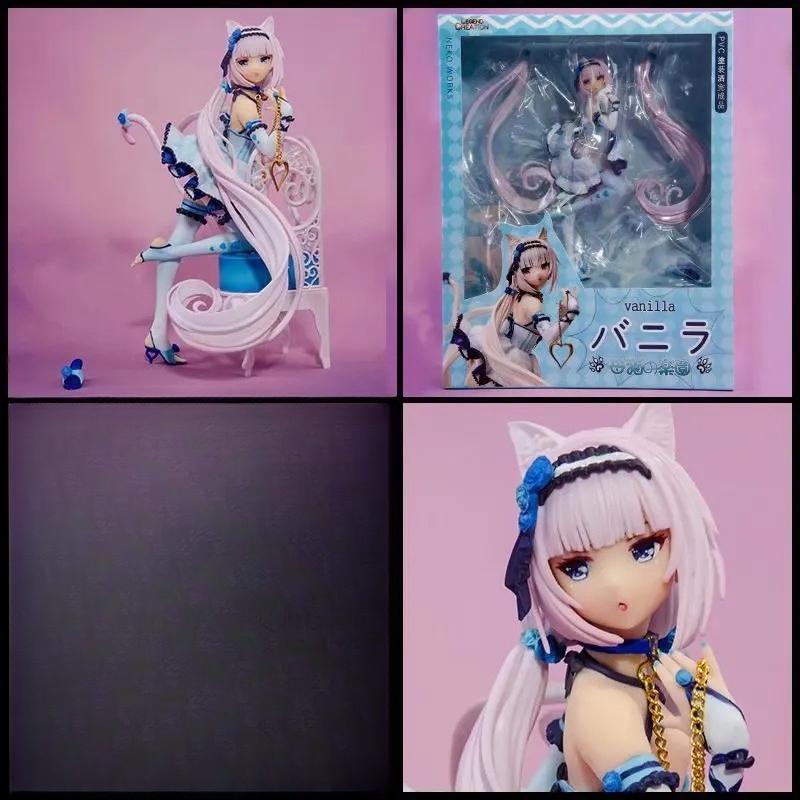 24CM Anime NEKOPARA Figure Chocolates Vanilla Action Figure Cat Style Model PVC Static Toys Gift Doll Cat Maid store is Open! ch
