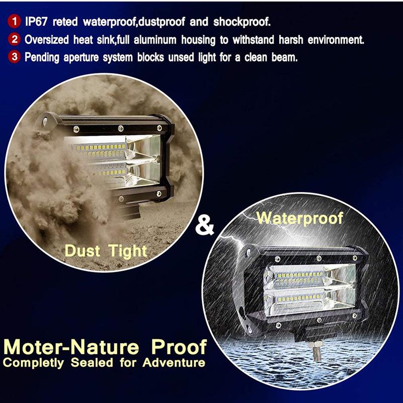 Buy 5 Inch 72W Two Rows LED Light Bar Modified Off-road Lights Roof ...