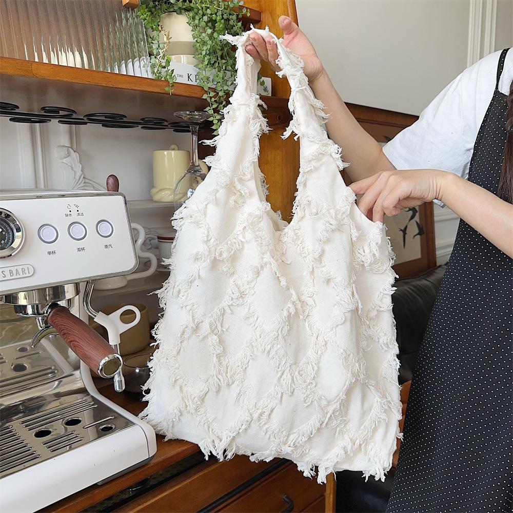 

Сумка с кисточками женская студенческая женская сумка для занятий в колледже сумка-жилет литературная сумка через плечо большая вместительная холщовая сумка бежевый