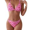 2Pcs/Set Sexy Bikini Set Floral Print Triangle String High Cut Swimsuit Adjustable
