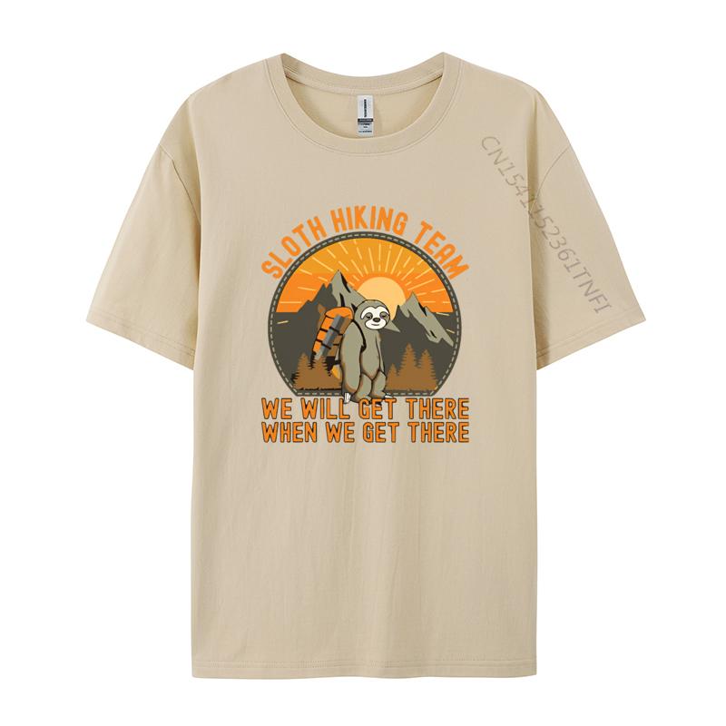 Retro Sloth Hiking Team We Will Get There Tshirt Graphic TShirt Normal High Quality Men Tops Tees Normal Cotton