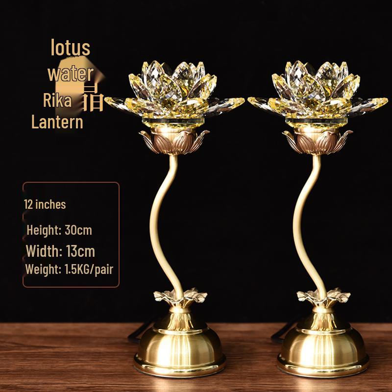 Seven-Color LED Crystal Lotus Lamp for Buddha and Guanyin Offerings