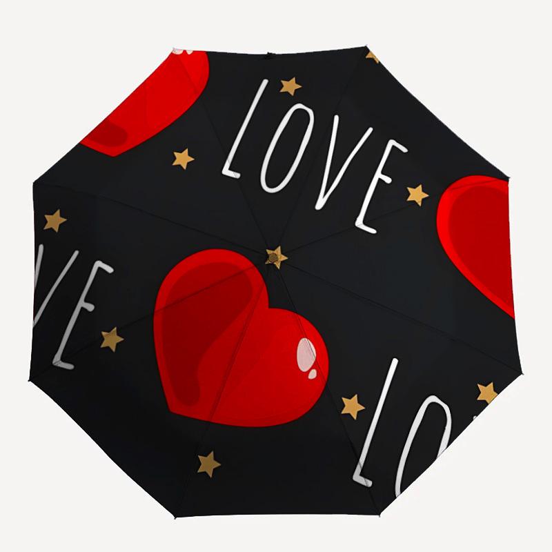 1pc Love Hearts Open/Close Folding Umbrella, All- Portable Umbrella for & Men, Stylish Accessory (Holiday Gift) 8-Rib Yy251213164