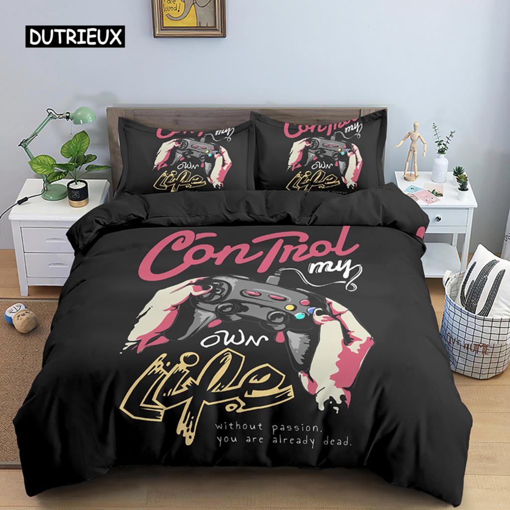 Bettwäsche-Set Jungen Kinder Spiel Bettwäsche 2/3-teilig Bett-Set Gamepad-Muster Bettbezug Bettdeckenbezug Gamer Bettwäsche-Set