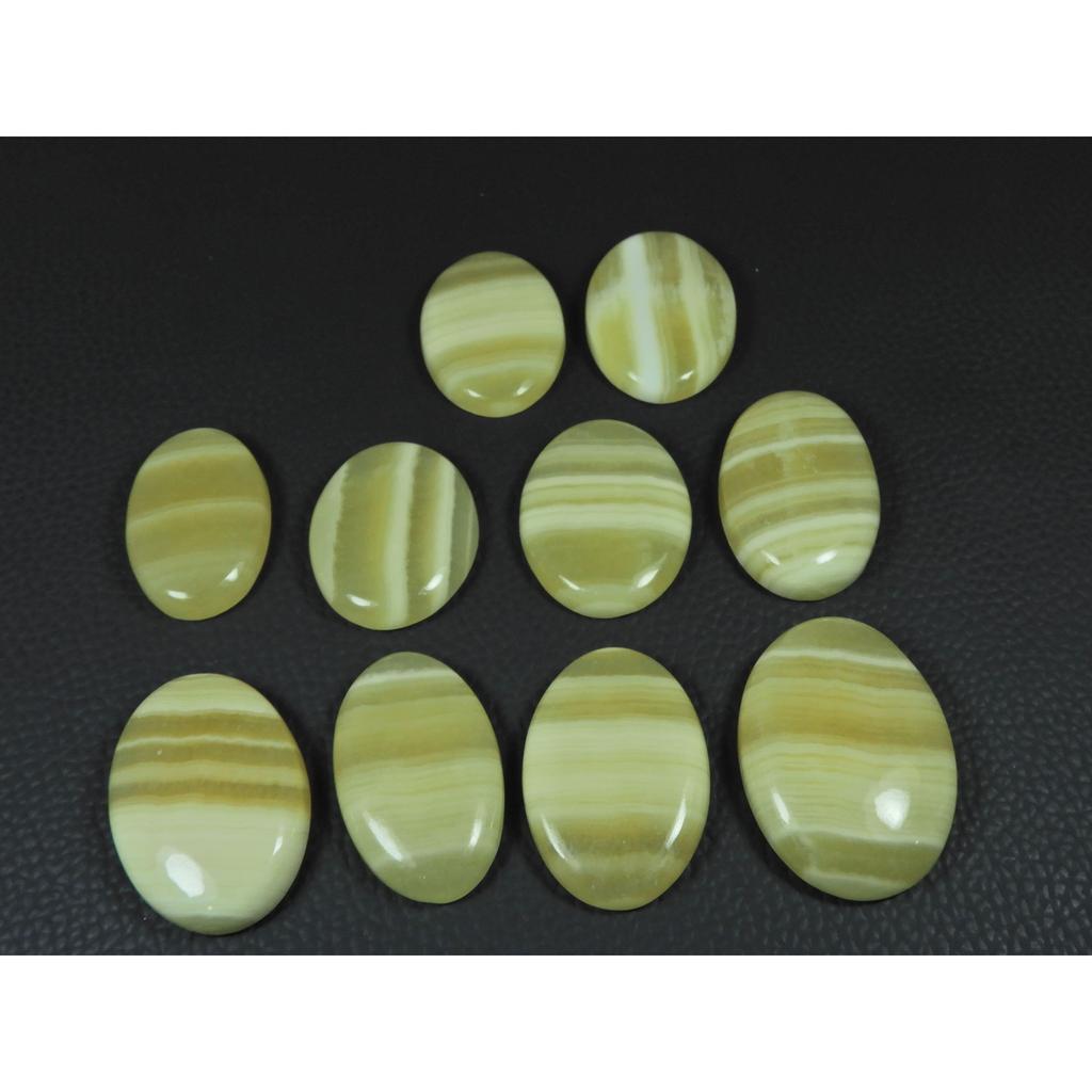 400Cts. Natural Yellow Lace Agate Oval Cabochon Loose Gemstone 10 Pcs Lot C-3891