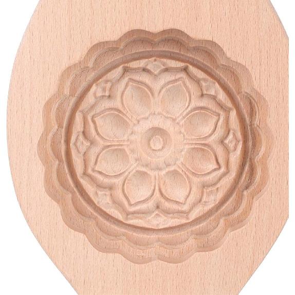 MAVIS LAVEN Beautiful Flower Pattern DIY Moon Cake, Wooden Handmade Cake for Muffin Cookie cracker Chocolate Pumpkin Pie (#06)