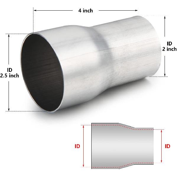 Exhaust Adapter Connector 2" ID To 2.5" ID, A-KARCK Exhaust Pipe Reducer 4" Overall Length 304 Stainless Steel
